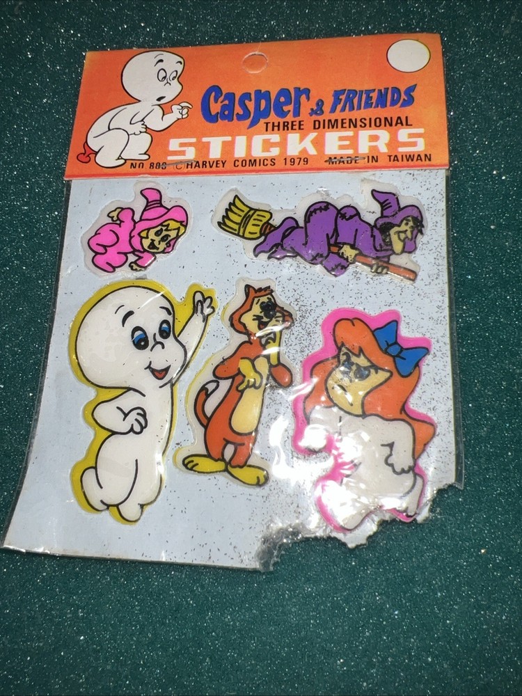 Vtg 1979 Casper & Friends 3d Puff Stickers! 5 In Pack NOS