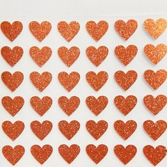 Burnt Orange Glitter Heart Sticker Sheet! – 1/4″ to 4 inch – Cute & Sparkly!