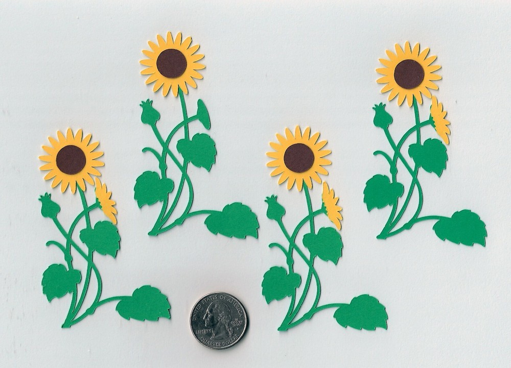 Sunflower Die Cuts, 2-1/4″ x2″, 4 pcs. Flower Die Cuts, Scrapbooking, Kansas