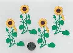 Sunflower Die Cuts, 2-1/4″ x2″, 4 pcs. Flower Die Cuts, Scrapbooking, Kansas