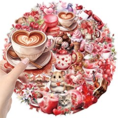 50pcs Transparent Love Stickers, Vintage Valentine Waterproof PET for Scrapbook