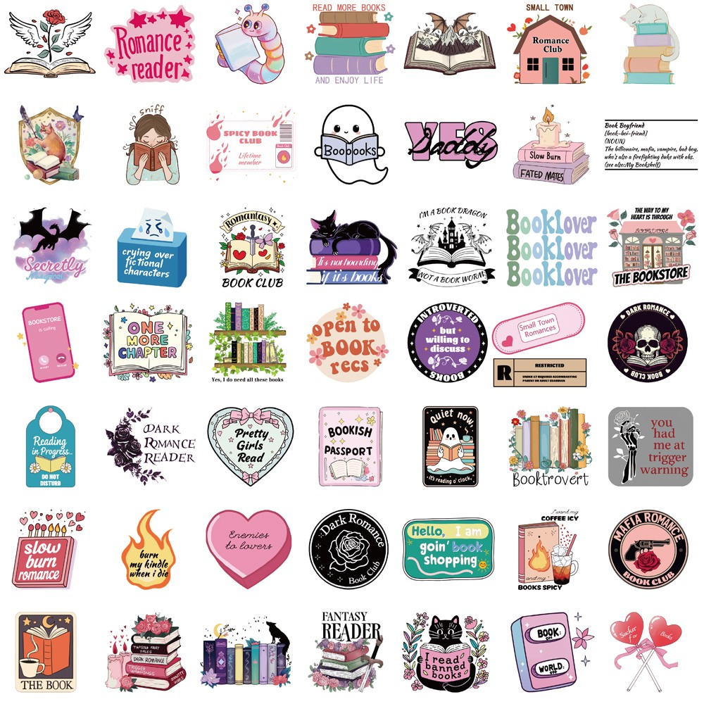 50/100PCS Book Reading Series Sticker Personalized Cartoon Diary Phone Skateboar