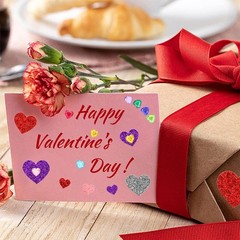 872 Pcs Valentines Heart Stickers, 3 Sizes 5 Colors Self-Adhesive Glitter Foa…
