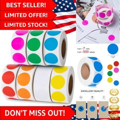 7-Color Set of 3500 Round Dot Stickers – 0.75 inches for Labeling & Crafts