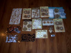 NW 16pks FLORAL CANVAS BURLAP FLORAL STICKERS SHADOW BOX SCRAP BOOK CRAFT OTHER