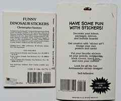 Vintage Funny Dinosaur Stickers NEW Hallmark 4 Sheets + Dover Book 4 Pages 1991
