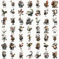 25 PIECE STEAMPUNK ANIMALS SUPER CUTE STICKERS SCRAPBOOK JUNK JOURNAL PHONE #30
