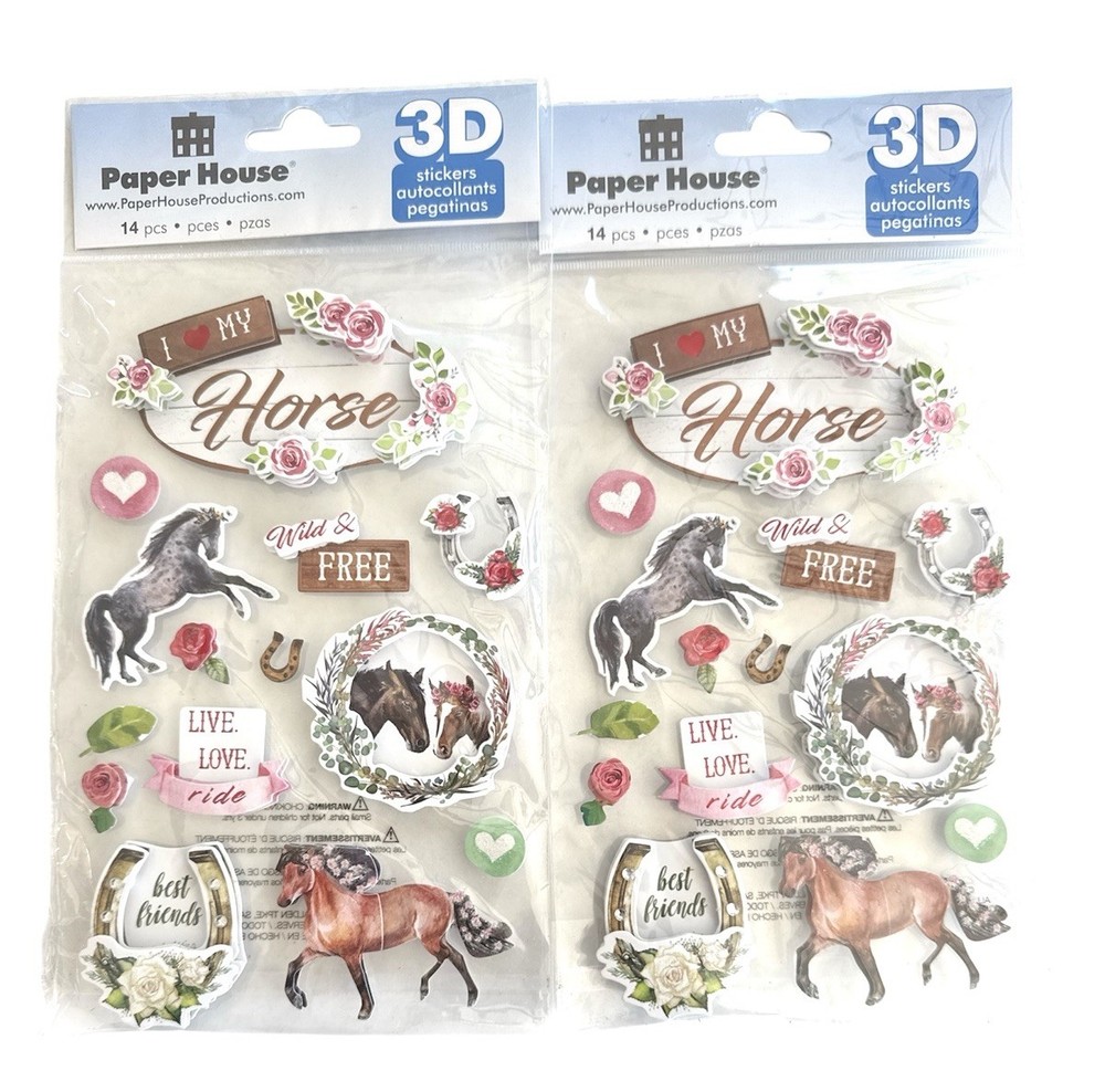 Paper House Set Of TwoI LOVE MY HORSE (28pc) 3-D Layered Stickers scrapbooking