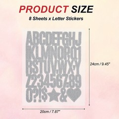 368Pcs 1.6″ Glitter Letter Stickers, 8Sheets Number Stickers, Silver