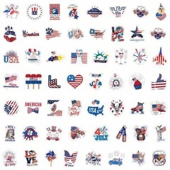 50 PC USA 4th of July American Patriotic Independence Day Stickers Waterproof