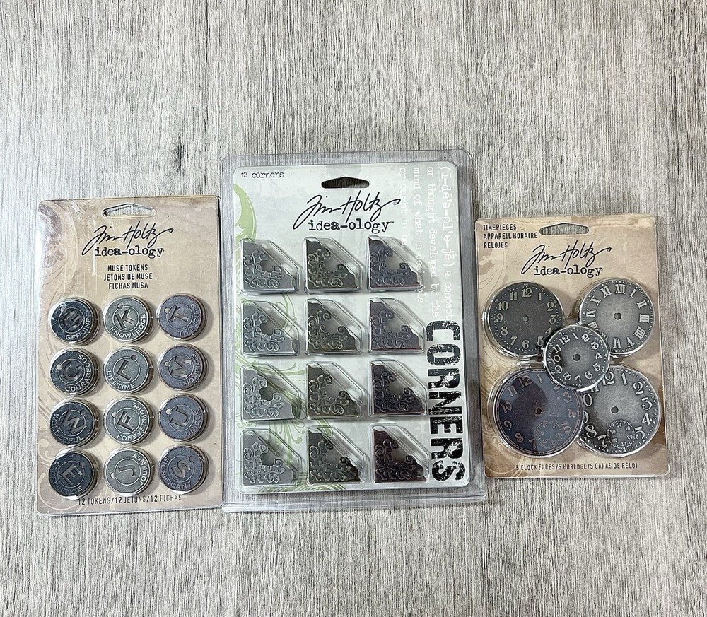 Tim Holtz Idea-ology Lot Of 3 Time Pieces-Corners-Muse tokens Art