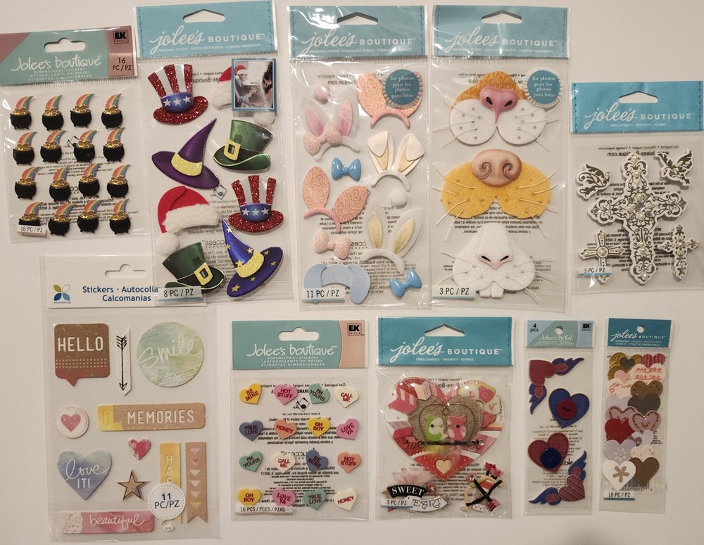 Lot Of 10 JOLEE’S BOUTIQUE MOMENTA 3D Scrapbooking Stickers Spring Holidays