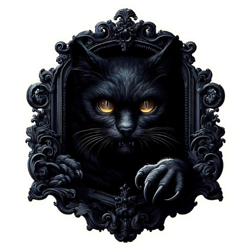Horror Gothic Black Cat Creepy Vinyl Sticker for Iphone Dark Aesthetic