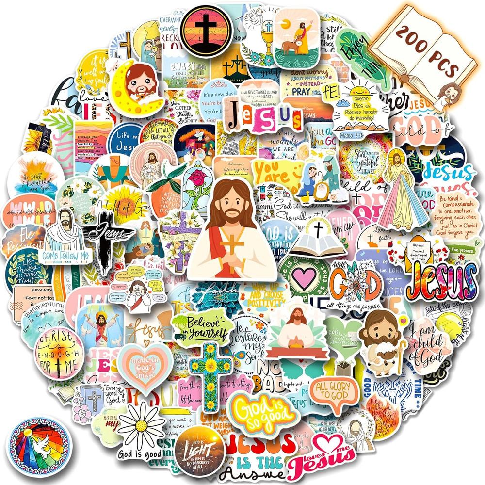 200PCS Jesus Christian Stickers, Religious Stickers for Kids Bible Verse Sticker