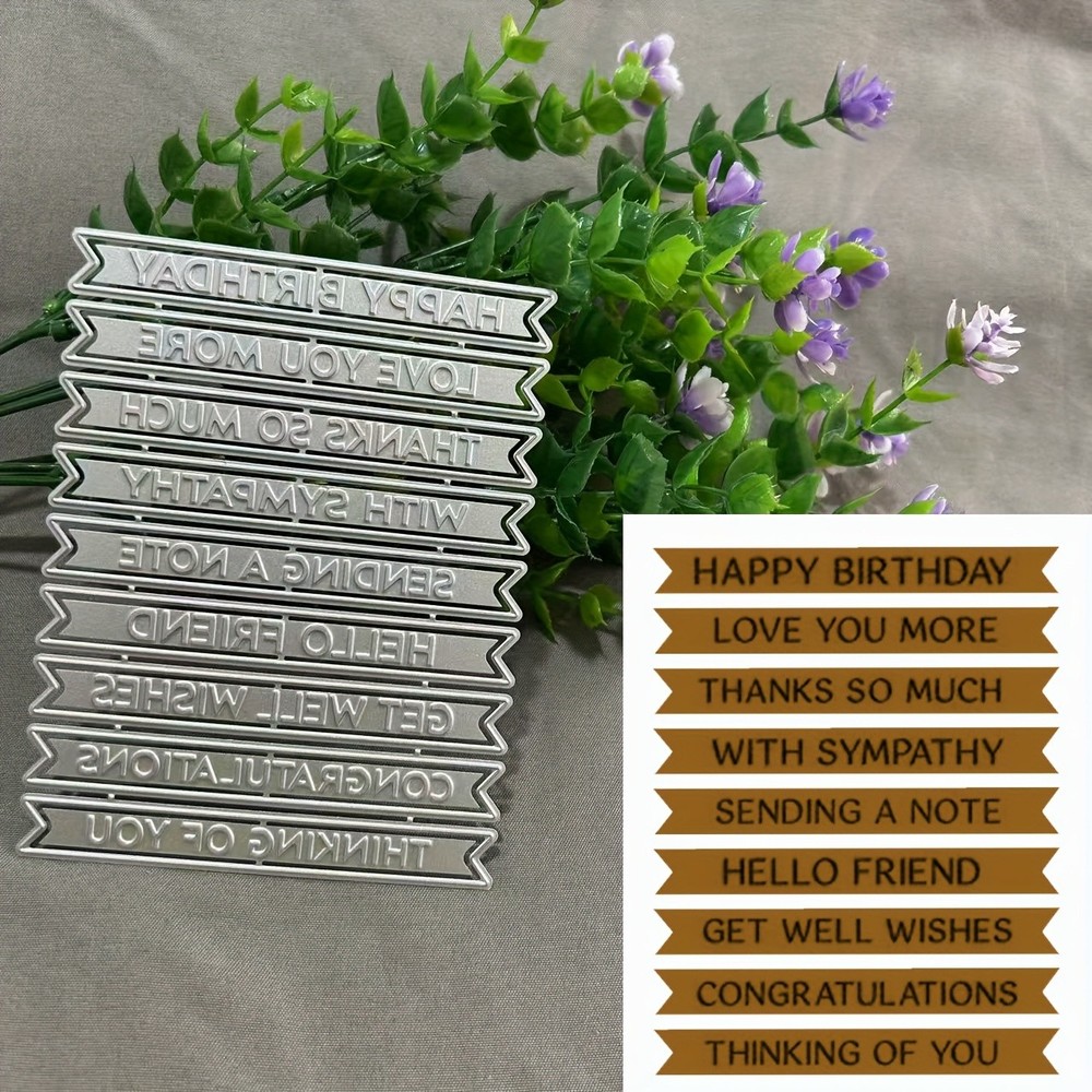 9pcs English Words banner pick metal cutting dies cut machine cutter die