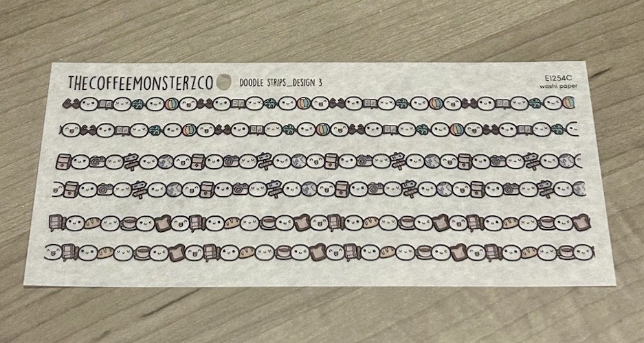 TheCoffeeMonsterzCo Emoti Doodle Strips Washi Paper Sticker Set Design 3 TCMC
