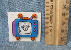 Vintage 1980’s GOOGLE EYE TELEVISION SET PUFFY STICK Sticker Album Find Attached