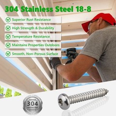100 Pcs #6 x 3/4 Torx Pan Head Sheet Metal Screws with Bit, 304 Stainless Ste…