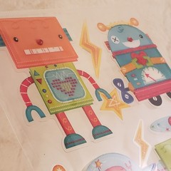NIP 3D Dimensional Robot Sticker Sheet – Reward Gift Baby Album Scrapbooking