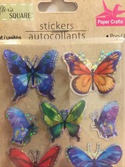 Crafters Square Bright multi color 3-D butterfly stickers