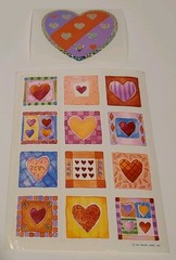 Vintage Hallmark Sticker Hearts/Valentine Sheet And Unknown Big Heart Shiny