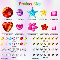 2168pcs Gem Stickers Rhinestones for Crafts, Sparkling Cute Star Heart Round …