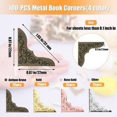 100 PCS Metal Book Corners, Vintage Book Corner Protectors, Iron Corner Guard…