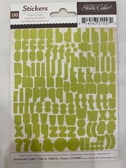 American Crafts Studio Calico Alphabet Accent Stickers 130 Ct Lime Green