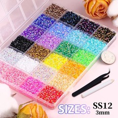 34000Pcs Multicolor 3mm Resin Rhinestones Bedazzling Kit with Glue Set