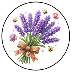 LAVENDER BOUQUET ENVELOPE SEALS LABELS STICKERS PARTY FAVORS