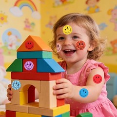 2000 Pcs Rainbow Glitter & Colorful Smile Face Stickers – 1 Inch Happy Face Rewa