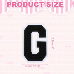 4″ Chenille Letter Patches,Black Chenille Initial A-Z Patches (Letter G)