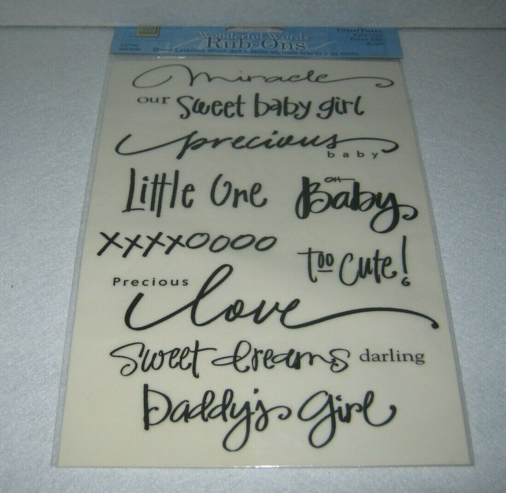 Deja Views – Rub-Ons Transfers – Wonderful Words – Baby Girl – New Package