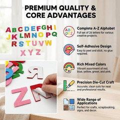 100Pcs 3Cm/1.2 Inch Coloful Felt Letters Stickers Self-Adhesive A-Z Alphabet Let