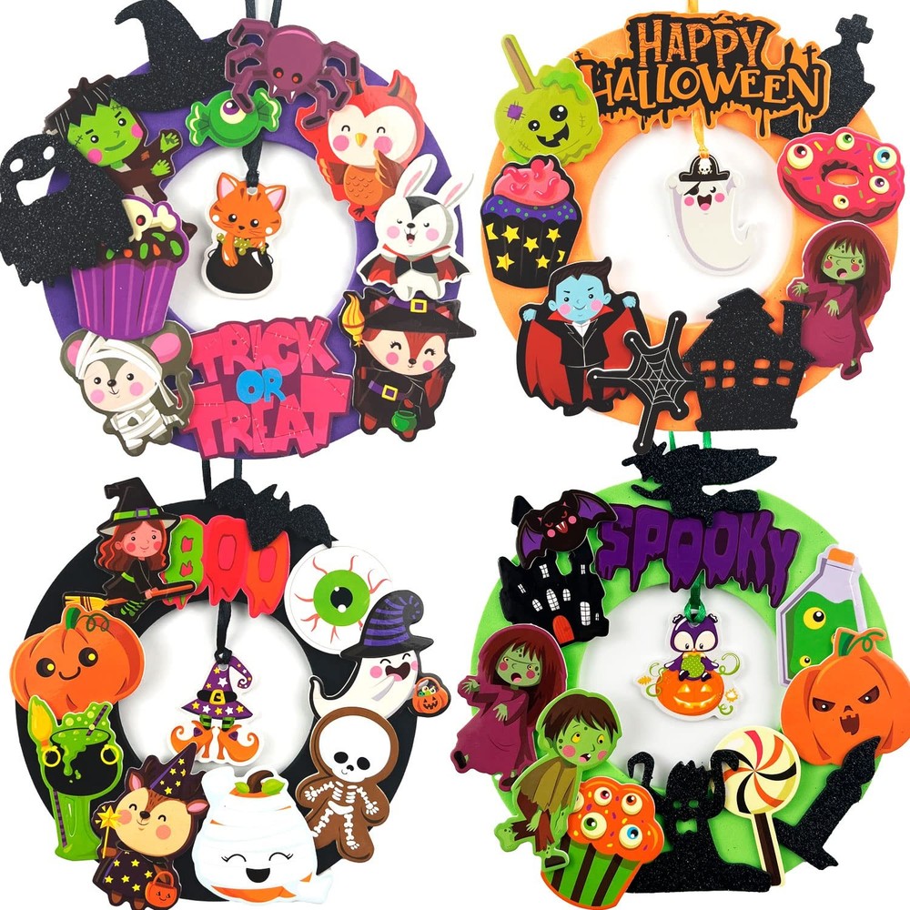 Halloween Crafts for 12 Sets, DIY Wreaths Halloween Activities for Toddlers, …