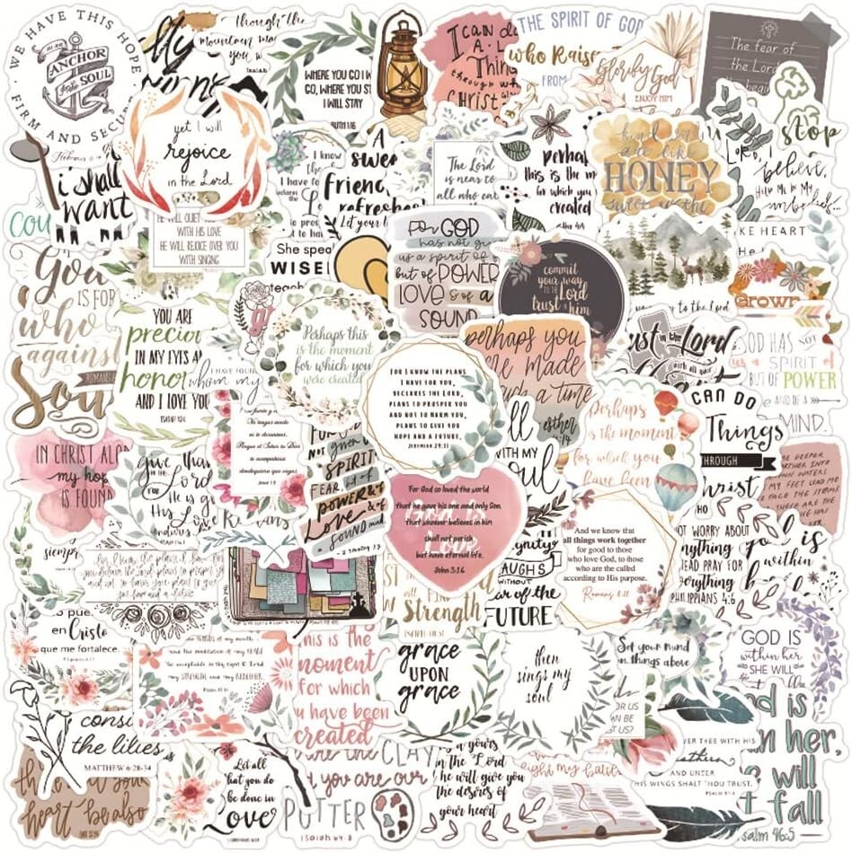 100 PCS Inspirational Christian Stickers, Bible Journaling Supplies, Bible Verse