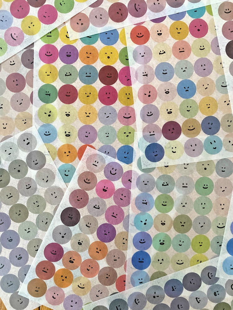 Random Lot Of 3 Smiley Face, Emotion Sticker Sheets: Washi-style Paper Stickers