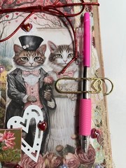 valentines junk journal scrapbook tassel pen clip 52 pages cat couple NAKED