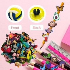100-PCS Cute Pencil Toppers, Charms, Kids, Classroom Prizes, Rewards, School