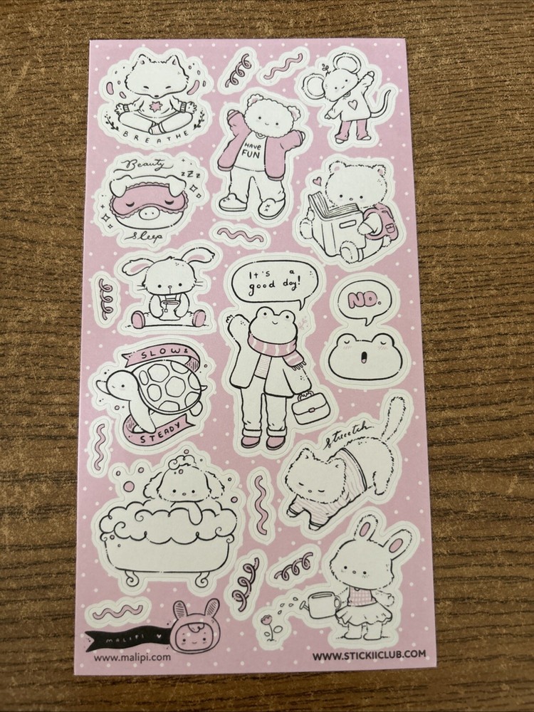 Stickii Club Pink Slumber Party Sticker Sheet By Malipi