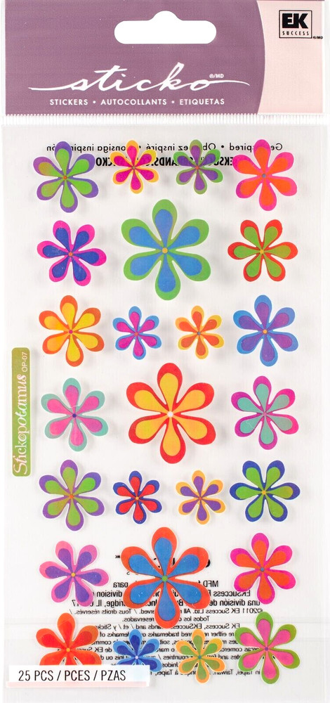 FLOWERS Flower Funky Metallic Hippie Blue Green Orange Yellow Sticko stickers