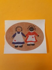 vtg 80’s brown paper country rag dolls sticker module *restored*