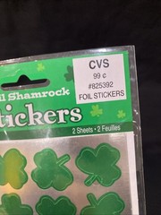 St Patrick’s Shamrock Foil Stickers 10 Packs Of 40 (400 Stickers) – 1 Inch