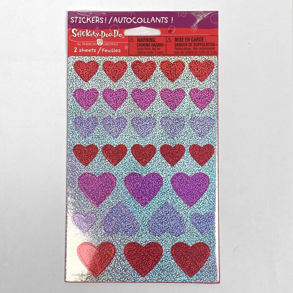 NEW Stickety Doo Da HOLOGRAM HEARTS American Greetings Stickers 2 Sheets