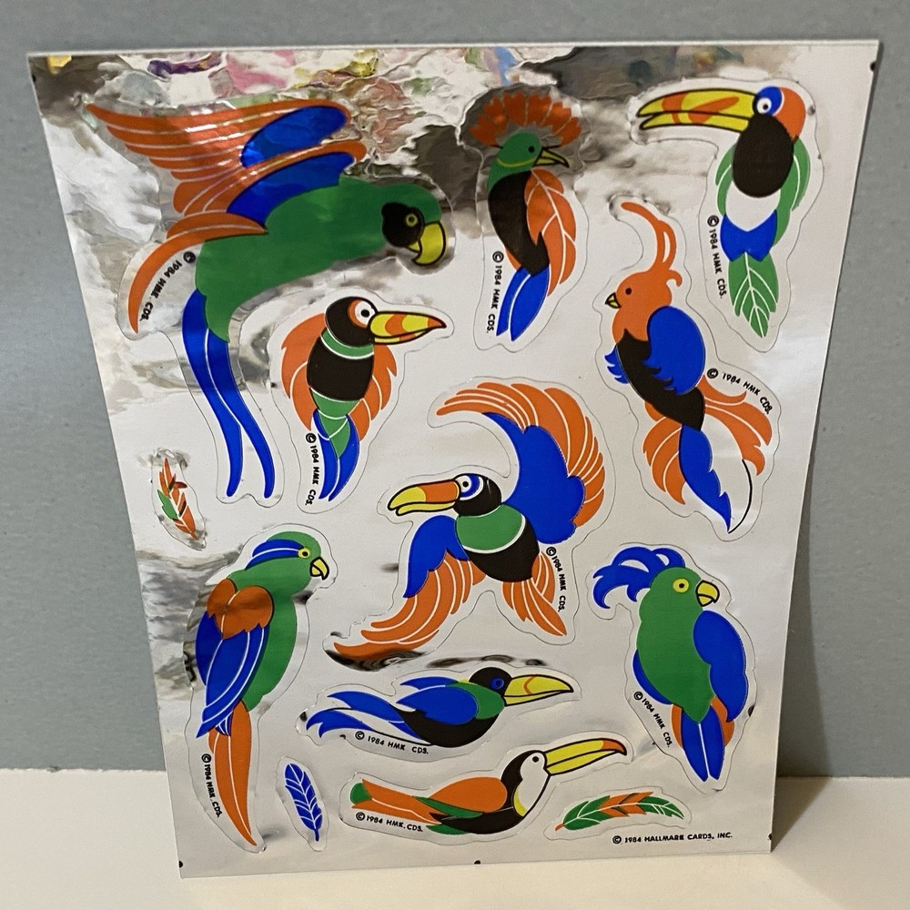 Vintage Hallmark 1984 Razzle Dazzle Bird Stickers
