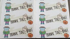 Custom Cute Thank you sticker (1×2 5/8 «)100 count thank you labels Franken boo