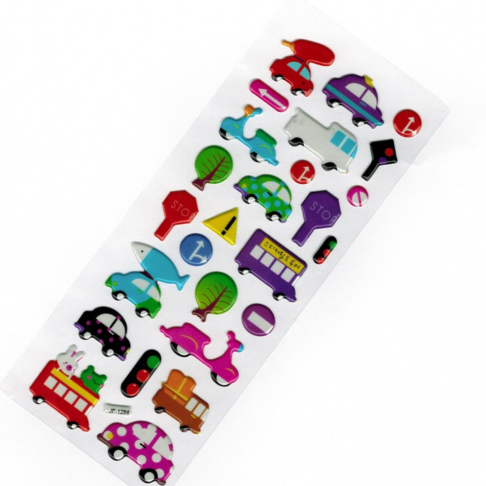 Scrapbooking Crafts: Activity Fun Stickers: Surfboard Red Car Blue Pink Bike