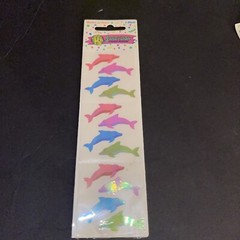 SandyLion Mother Of Pearl Dolphins Sealed Vintage Stickers RARE
