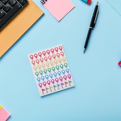 5 Sets Reusable Colorful Map Location Stickers Self Adhesive for Adventure Maps