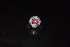 🧐👉Antique hand painted, multi-color glazed clay collector’s🌺art marble .780″